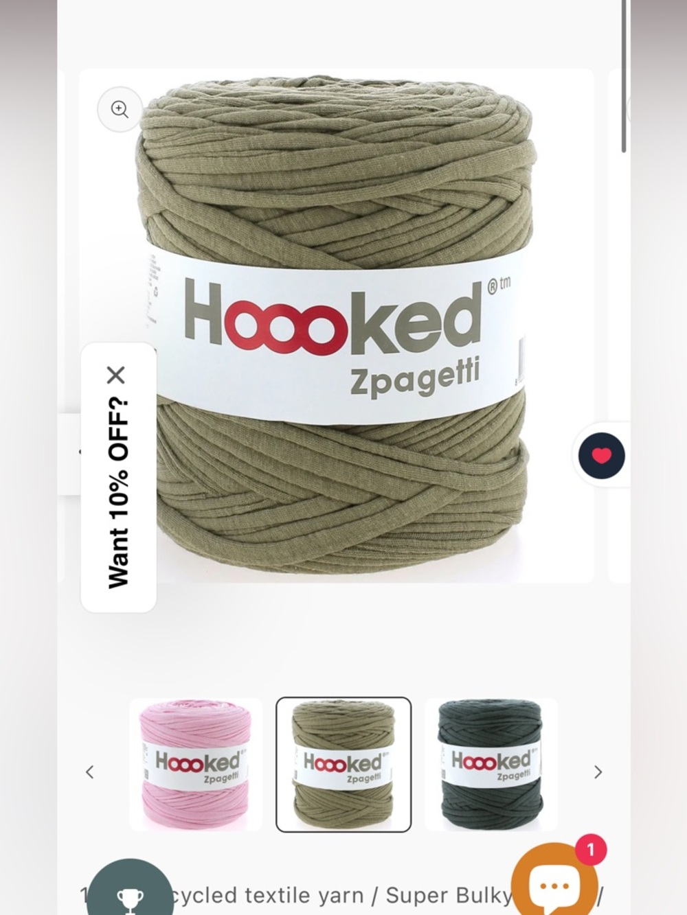 Hoooked Zpagetti Olive Green Super Bulky Yarn